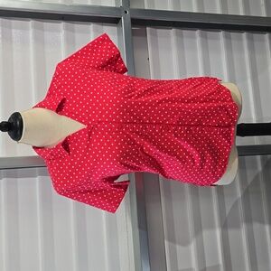 Erika Pink & White Polka Dot Button Down Shirt Size‎ Small